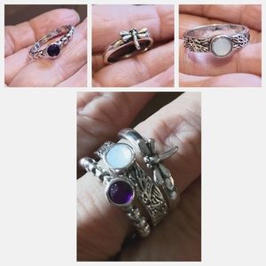 Three stackable silver rings. Beautiful design, each one is unique. Size…
